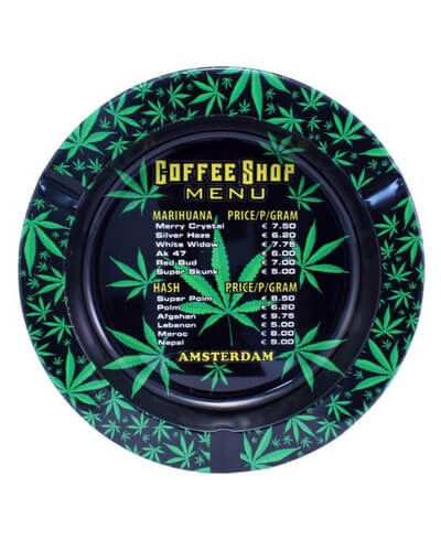 Amsterdam Coffee Shop Menu Metal Tin Ashtray